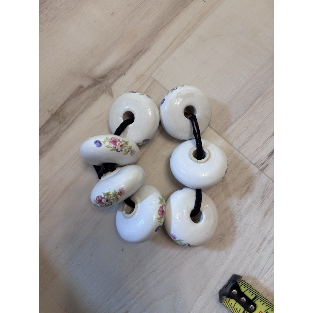 Vintage Porcelain Door Knobs White With Floral Painted Design Set Of‎ 7